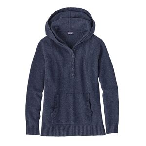 Patagonia Wool/Silk Blend Navy Speckled Henley Pullover Sweater Hoodie M